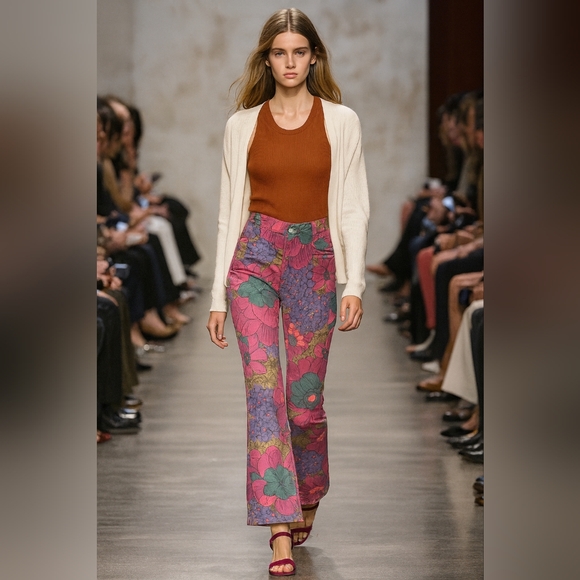 MOTHER Denim - Mother The Hustler Ankle Fray Jeans Vintage Multicolor Floral Print Size 26